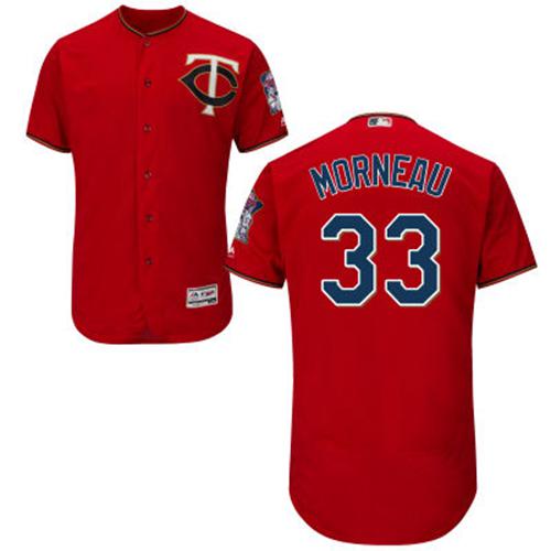 Twins #33 Justin Morneau Red Flexbase Authentic Collection Stitched MLB Jersey - Click Image to Close